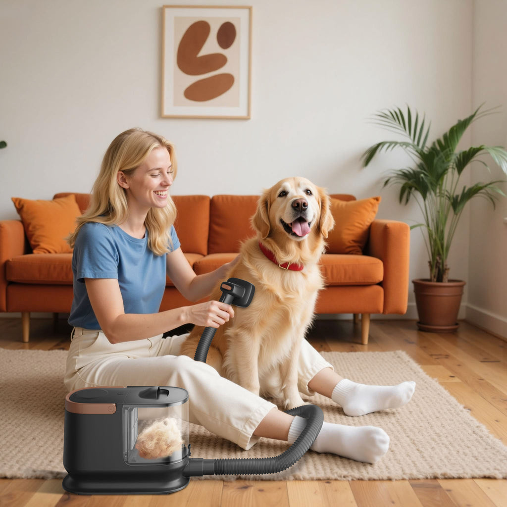 Tierpflege-Set mit Tierhaar-Absaugung – Bürsten, Schermaschine & Staubsauger in einem (Copie)